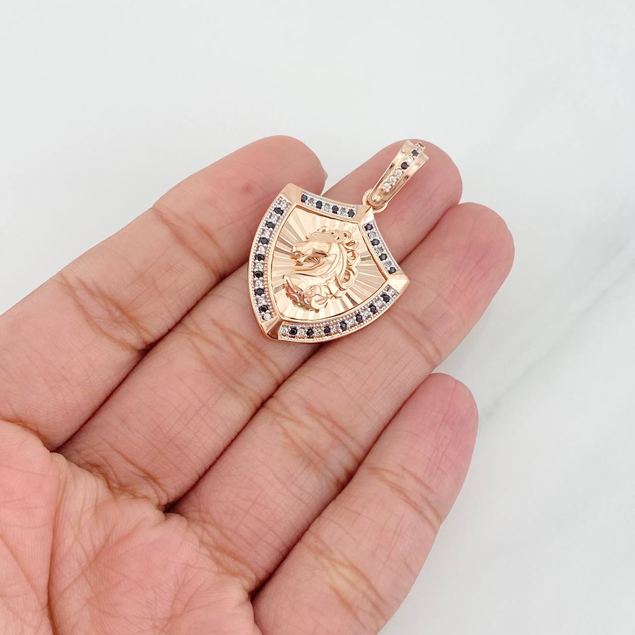 Dije Caballo 6.15g / 3.5cm Dos Oros Blanco Rosa 18K