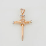 Dije Cruz Clavo 3.3g / 3.7cm Dos Oros Blanco Rosa 18K