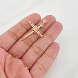 Dije Cruz Clavo 3.3g / 3.7cm Dos Oros Blanco Rosa 18K