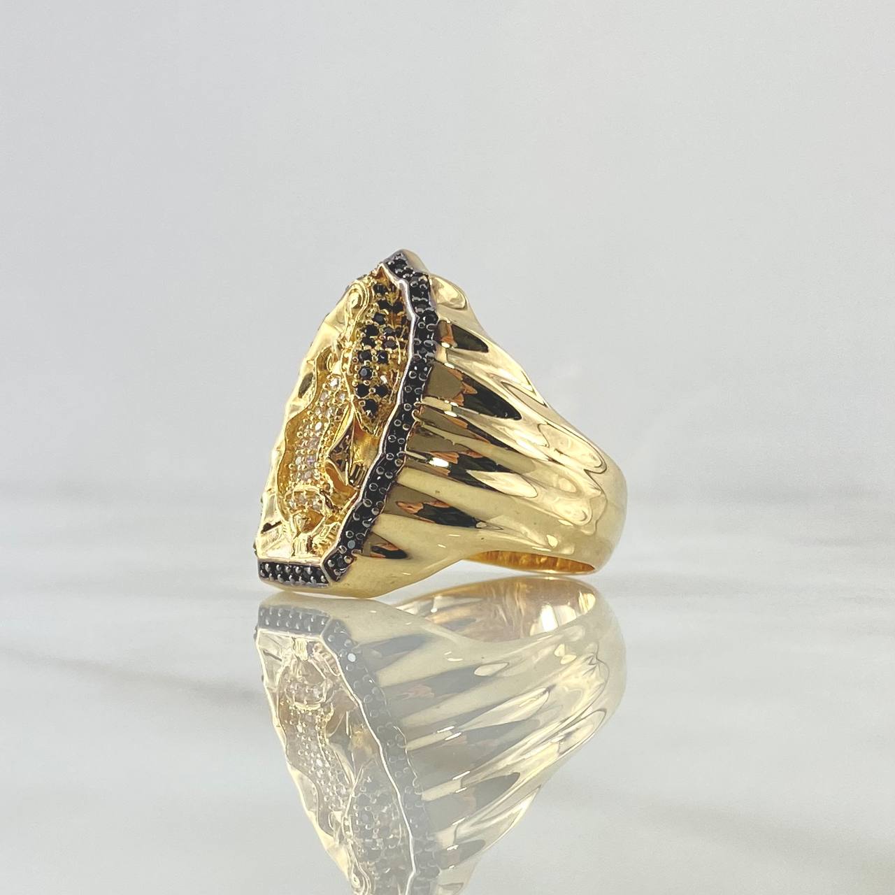Anillo Virgen Guadalupe 15.9gr / T10 1/4 / Circones Blancos Negros Oro Amarillo *