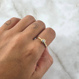 Anillo Solitario Corazon  2.1gr T7 Anillo Circon Blanco Oro Amarillo*