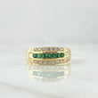 Anillo Tres Lineas 2.95gr / T6 / Circones Blancos Verdes Oro Amarillo *