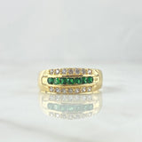 Anillo Tres Lineas 2.95gr / T6 / Circones Blancos Verdes Oro Amarillo *