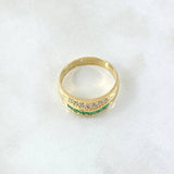 Anillo Tres Lineas 2.95gr / T6 / Circones Blancos Verdes Oro Amarillo *