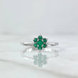 Anillo Solitario Flor Driada 2.6gr T7 1/4 Anillo Esmeraldas 23pts Oro Blanco (Joya Oferta)*