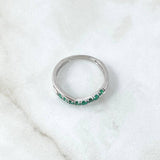 Anillo Cruzado 2.8gr T7 3/4 Esmeraldas 45pts Oro Blanco (Joya)*