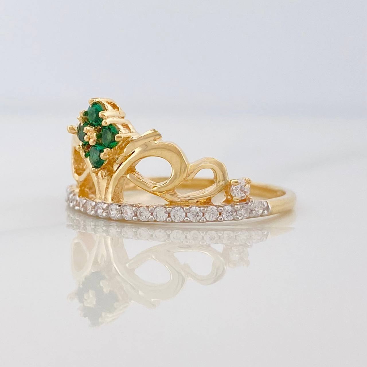 Anillo Corona Olas 2.85g / T7 1/4 Dos Oros Amarillo Blanco 18K