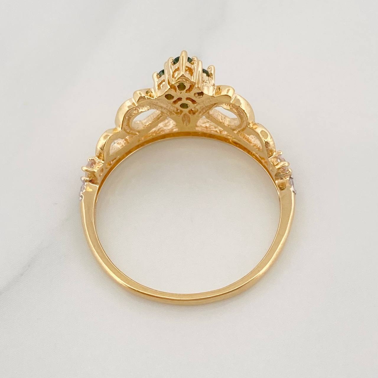 Anillo Corona Olas 2.85g / T7 1/4 Dos Oros Amarillo Blanco 18K
