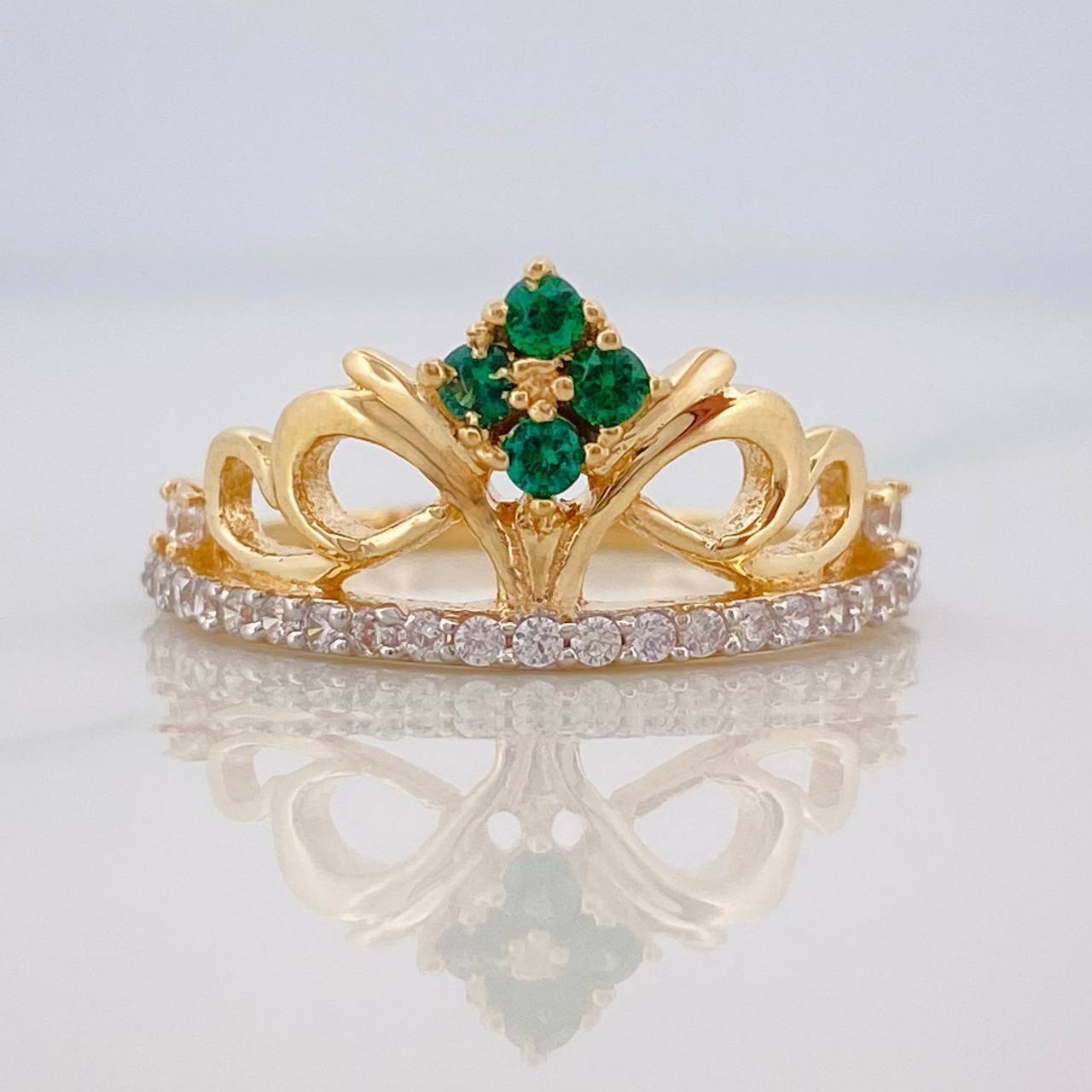 Anillo Corona Olas 2.85g / T7 1/4 Dos Oros Amarillo Blanco 18K