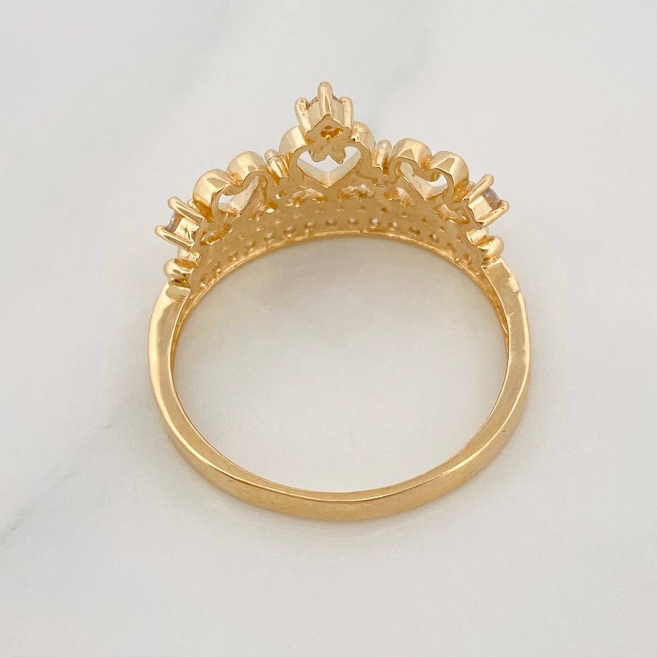 Anillo Corona Corazones 2.65g / T6 Oro Amarillo 18K