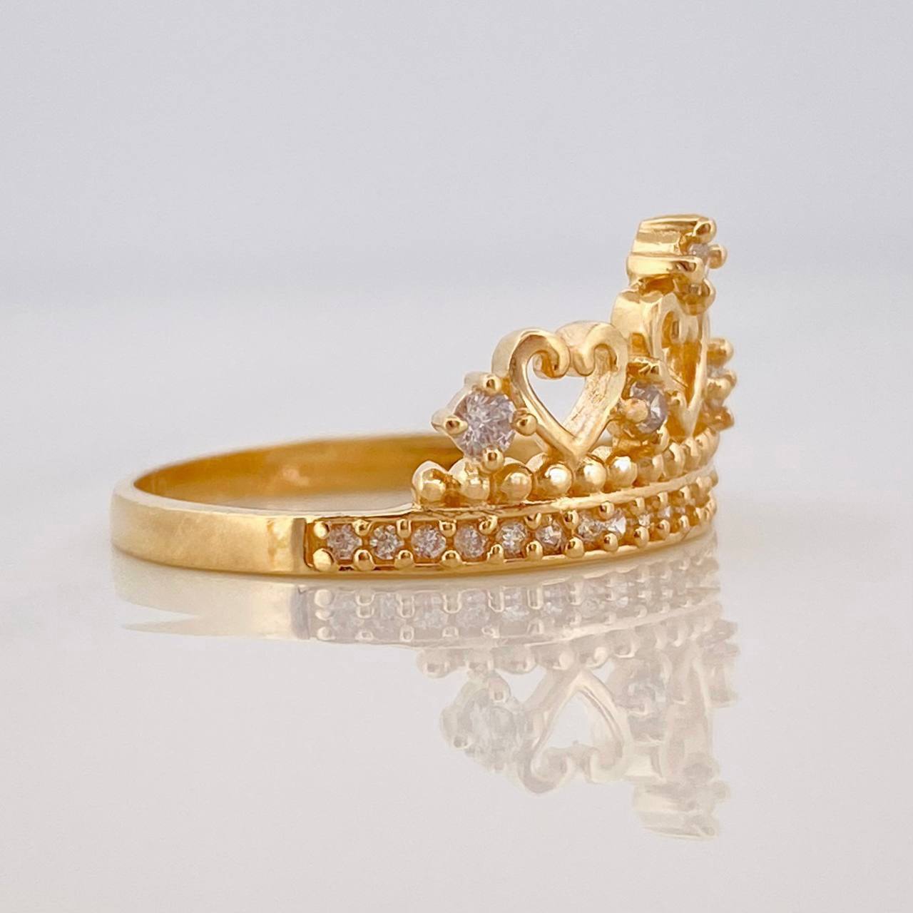 Anillo Corona Corazones 2.65g / T6 Oro Amarillo 18K