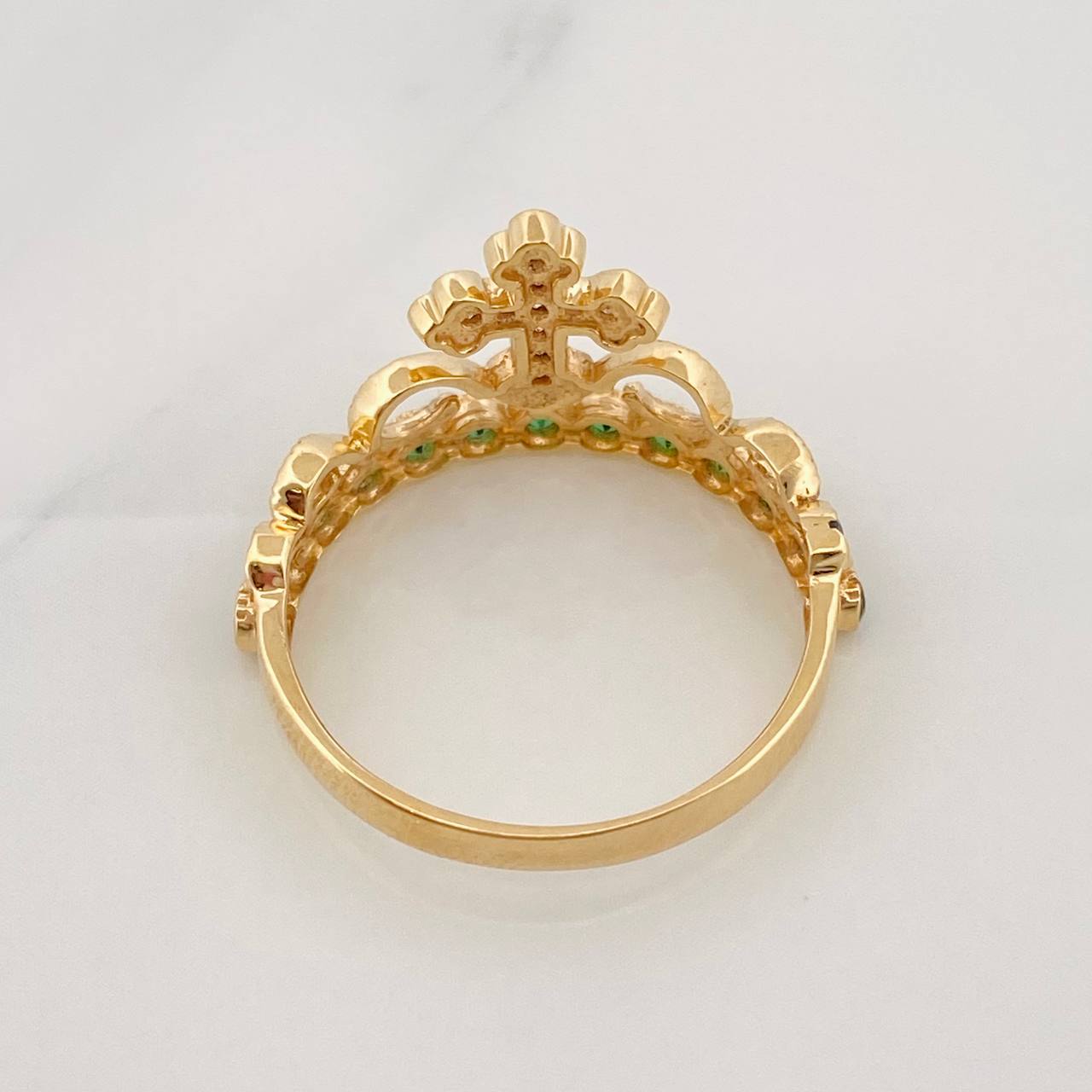 Anillo Corona Cruz 2.4g / T6 Oro Amarillo 18K