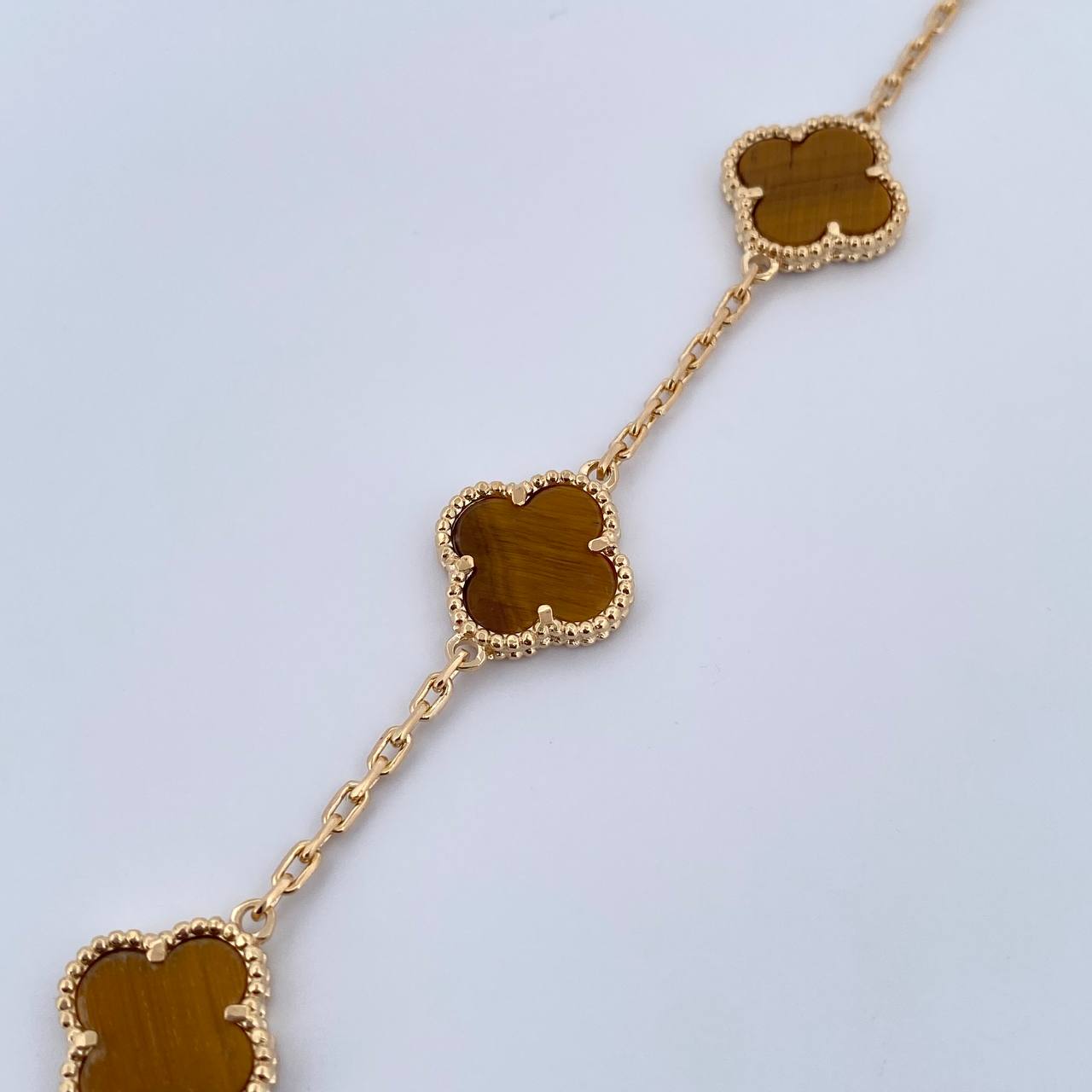 Pulso Aro Seguido Trebol 14.45gr / 21.7cm / 1.9mm Ojo De Tigre Oro Amarillo Nac.Esp. 18K &