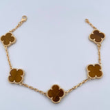 Pulso Aro Seguido Trebol 14.45gr / 21.7cm / 1.9mm Ojo De Tigre Oro Amarillo Nac.Esp. 18K &