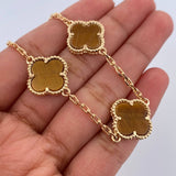 Pulso Aro Seguido Trebol 14.45gr / 21.7cm / 1.9mm Ojo De Tigre Oro Amarillo Nac.Esp. 18K &