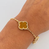 Pulso Aro Seguido Trebol 14.45gr / 21.7cm / 1.9mm Ojo De Tigre Oro Amarillo Nac.Esp. 18K &