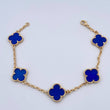 Pulso Aro Seguido Trebol 14gr / 21.6cm / 1.9mm Lapislazuli Oro Amarillo Nac.Esp. 18K &