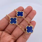 Pulso Aro Seguido Trebol 14gr / 21.6cm / 1.9mm Lapislazuli Oro Amarillo Nac.Esp. 18K &