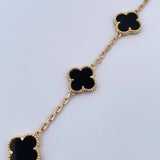 Pulso Aro Seguido Trebol 13.55gr / 21cm / 1.9mm Onix Negra Oro Amarillo Nac.Esp. 18K &