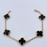 Pulso Aro Seguido Trebol 13.55gr / 21cm / 1.9mm Onix Negra Oro Amarillo Nac.Esp. 18K &