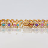 Pulso Tennis Flor 16.35g / 16cm / 5.9mm Oro Amarillo 18K