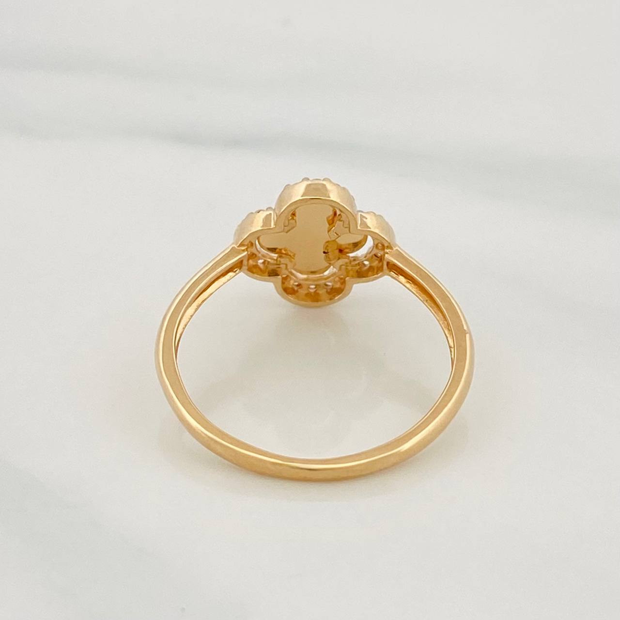 Anillo Trebol 2.15g / T71/4 Dos Oros Amarillo Blanco 18K