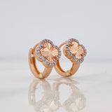 Candongas Trebol 2.65g / 1.3cm Dos Oros Blanco Rosa 18K