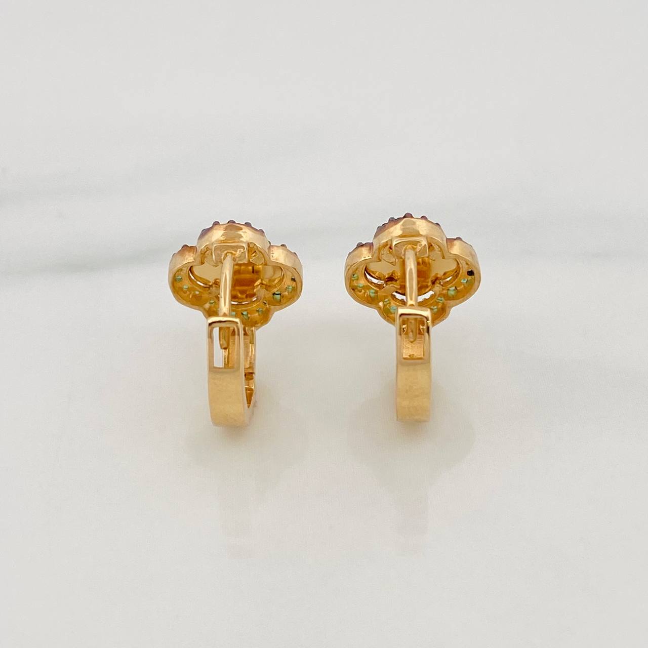 Candongas Trebol 2.7g / 1.3cm Dos Oros Negro Amarillo 18K