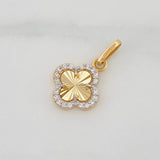 Dije Trebol 1g / 1.8cm Dos Oros Amarillo Blanco 18K