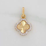 Dije Trebol 1g / 1.8cm Dos Oros Amarillo Blanco 18K