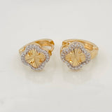 Candongas Trebol 2.65g / 1.3cm Dos Oros Amarillo Blanco 18K