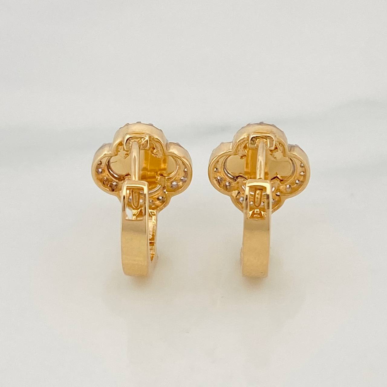 Candongas Trebol 2.65g / 1.3cm Dos Oros Amarillo Blanco 18K