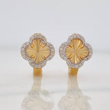 Candongas Trebol 2.75g / 1.3cm Dos Oros Amarillo Blanco 18K