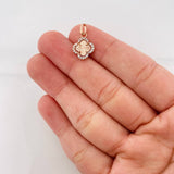 Dije Trebol 0.95g / 1.7cm Dos Oros Blanco Rosa 18K