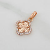 Dije Trebol 0.95g / 1.7cm Dos Oros Blanco Rosa 18K