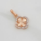 Dije Trebol 0.95g / 1.7cm Dos Oros Blanco Rosa 18K