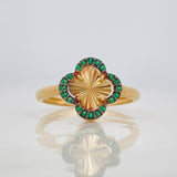 Anillo Trebol 2.15g / T6 3/4 Dos Oros Negro Amarillo 18K