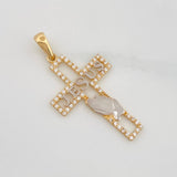 Dije Cruz Jesús 2.1g / 3.7cm Dos Oros Amarillo Blanco 18K