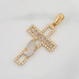 Dije Cruz Jesús 2.1g / 3.7cm Dos Oros Amarillo Blanco 18K