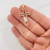 Dije Cruz Jesús 2.1g / 3.7cm Dos Oros Amarillo Blanco 18K