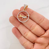 Dije Avioneta 2.6g / 3cm Dos Oros Amarillo Blanco 18K