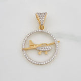 Dije Avioneta 2.6g / 3cm Dos Oros Amarillo Blanco 18K