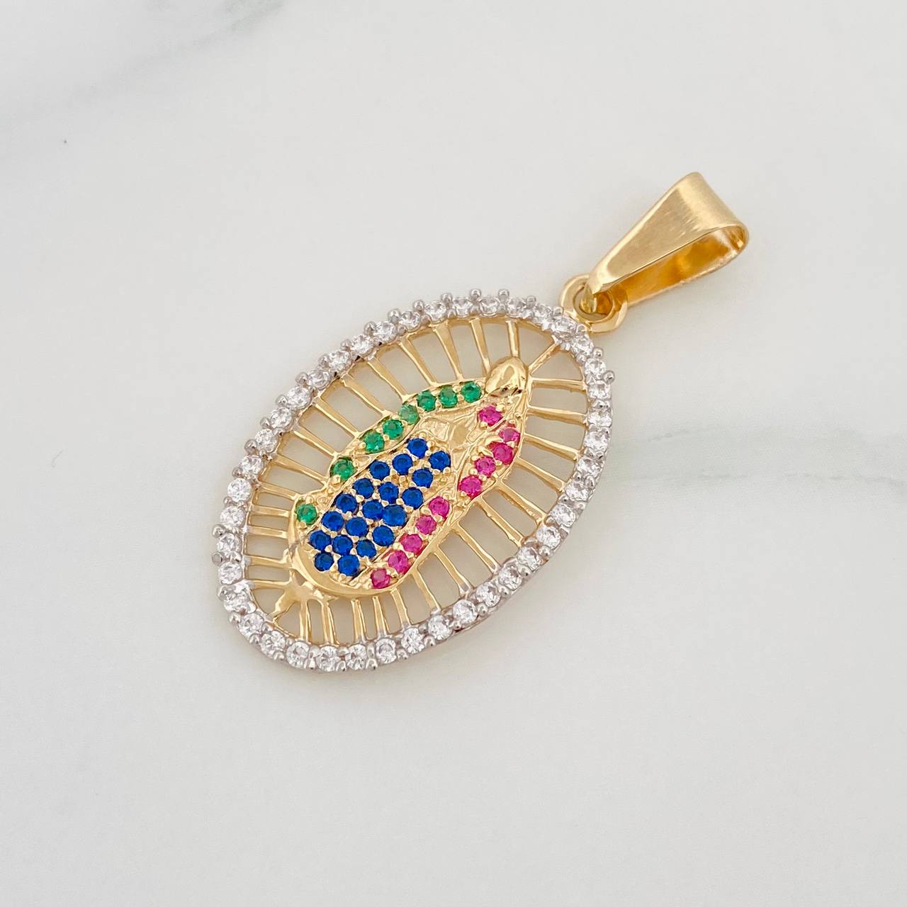 Dije Virgen de Guadalupe 2.55g / 3.6cm Dos Oros Amarillo Blanco 18K