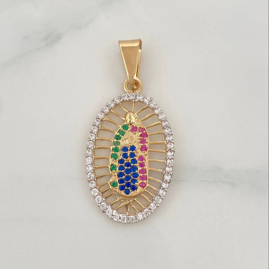Dije Virgen de Guadalupe 2.55g / 3.6cm Dos Oros Amarillo Blanco 18K