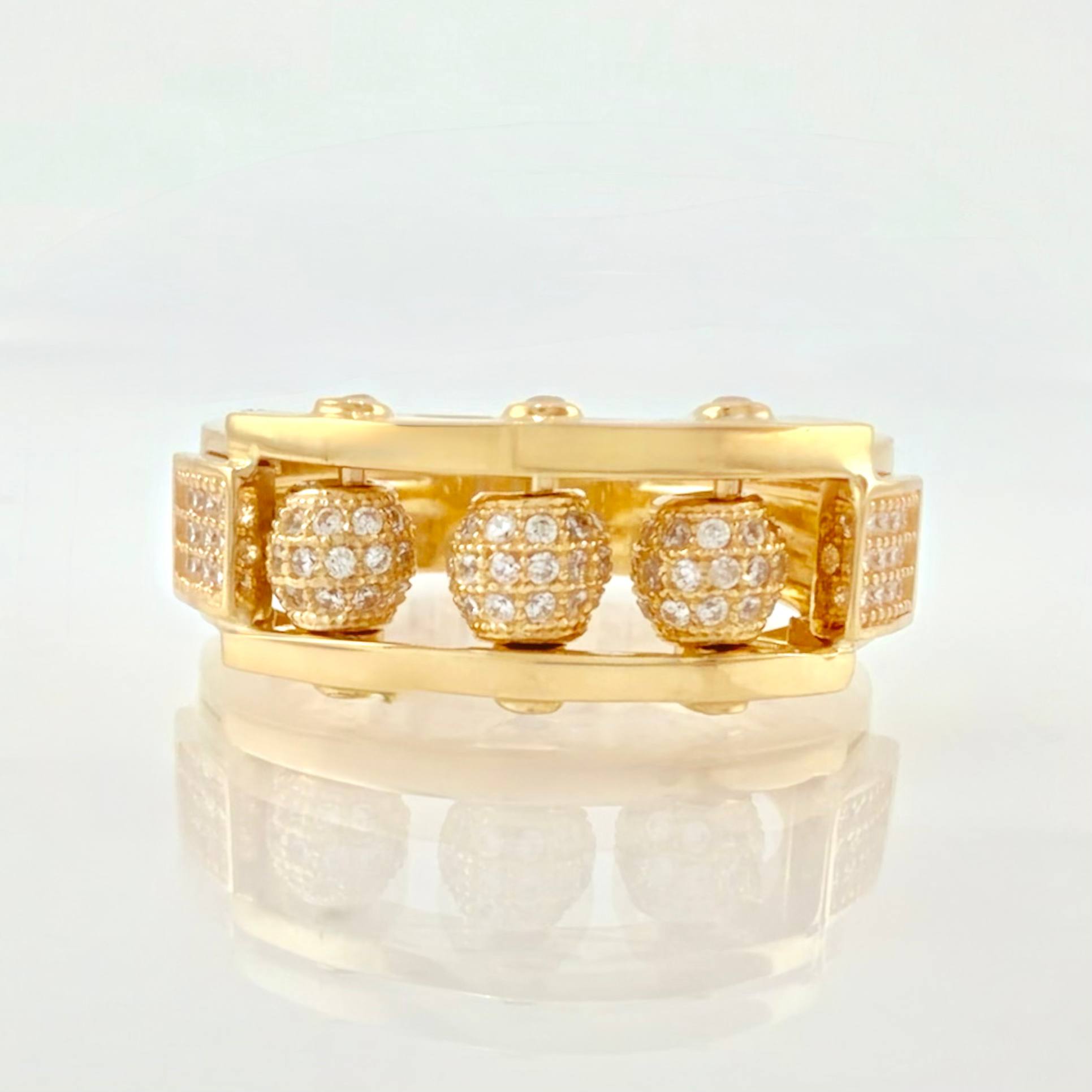 Anillo Trio Bolas De Fuego 10.95gr / T10 / Oro Amarillo 18K