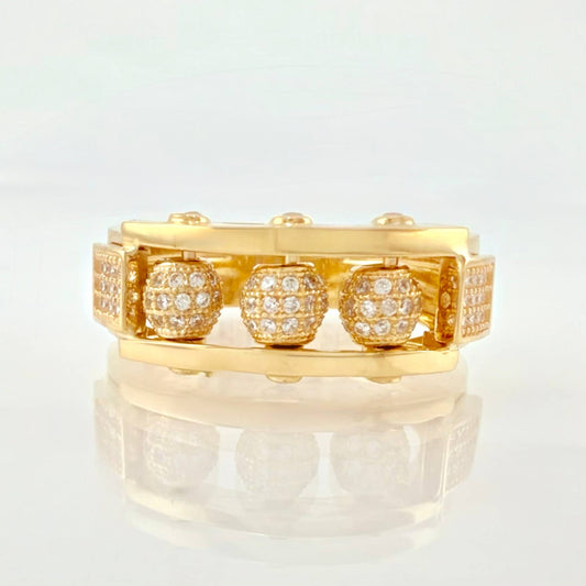 Anillo Trio Bolas De Fuego 10.95gr / T10 / Oro Amarillo 18K