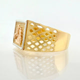 Anillo Caballo Cuadro Enmallado 6.3gr / T10 / Tres Oros 18K