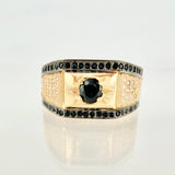 Anillo Sello Estrellado 5gr / T10 / Oro Amarillo 18K