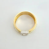 Anillo Sello Cuadriculado 5.1gr / T10 / Dos Oros Amarillo Blanco 18K