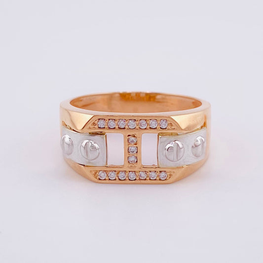 Anillo Hevilla Atornillada 5.75gr / T10 / Dos Oros Blanco Rosa 18K